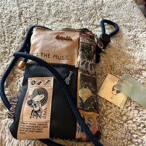 'Feel the Music' Black and Beige Crossbody Bag